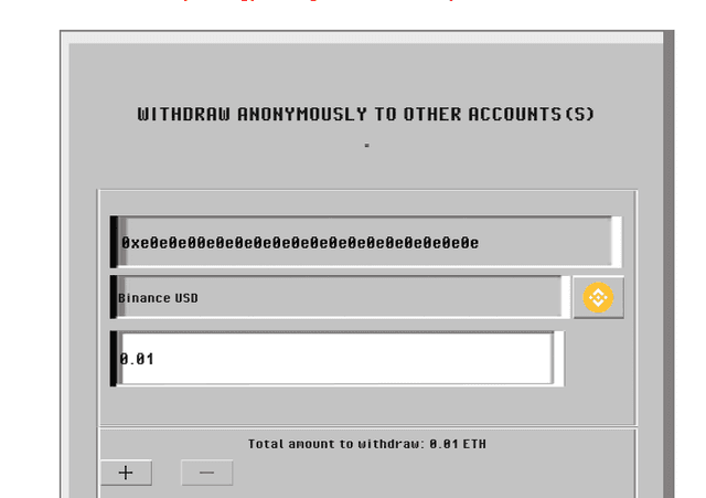 Fill in the inputs, with ultiple withdrawals step 6